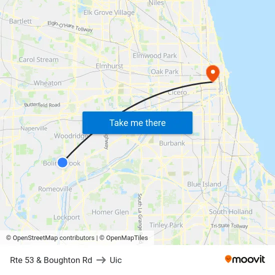 Rte 53 & Boughton Rd to Uic map