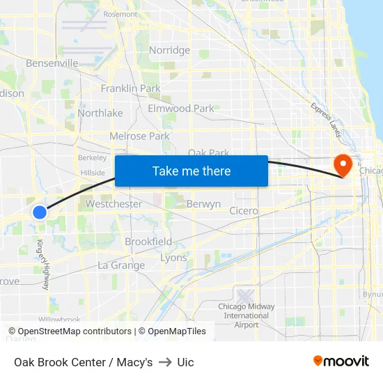 Oak Brook Center / Macy's to Uic map