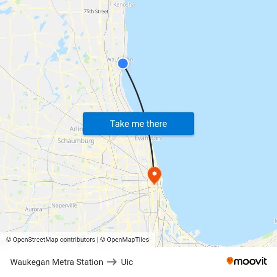 Waukegan Metra Station to Uic map