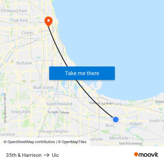35th Ave & Harrison St to Uic map