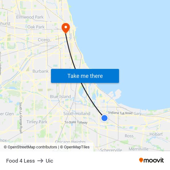 Food 4 Less to Uic map