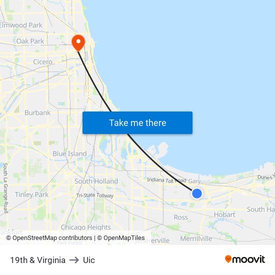 19th & Virginia to Uic map