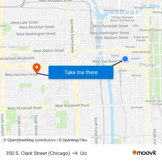 350 S. Clark Street (Chicago) to Uic map