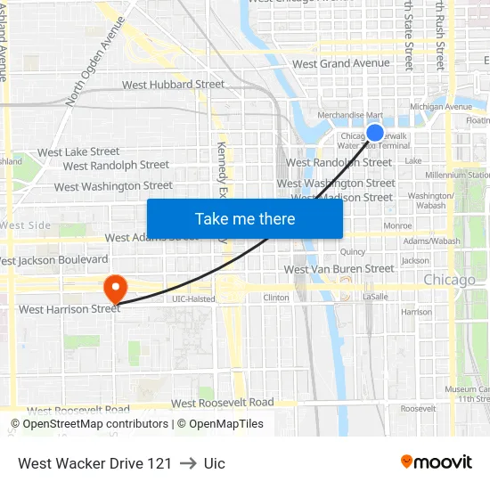 West Wacker Drive 121 to Uic map
