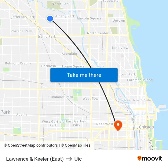 Lawrence & Keeler (East) to Uic map