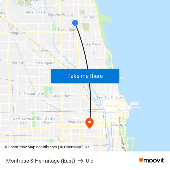 Montrose & Hermitage (East) to Uic map