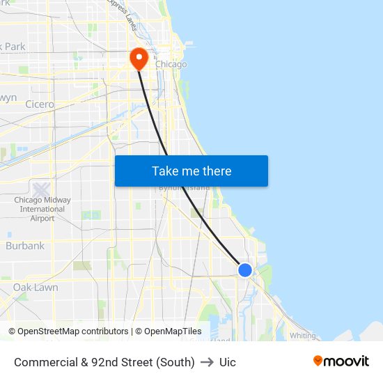 Commercial & 92nd Street (South) to Uic map