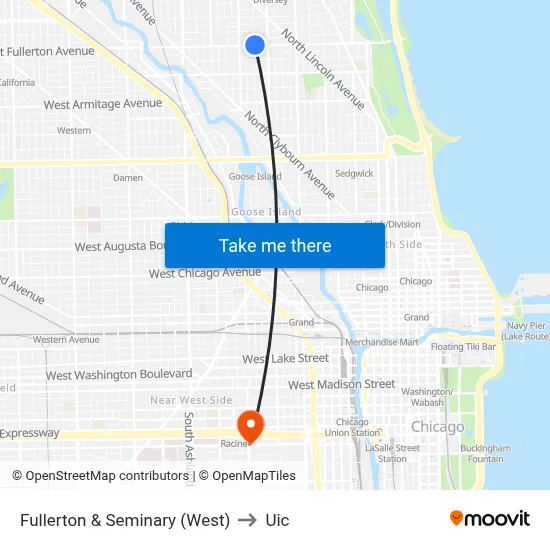 Fullerton & Seminary (West) to Uic map