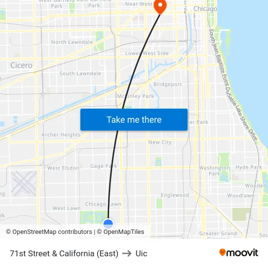 71st Street & California (East) to Uic map