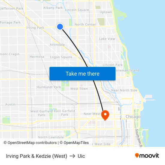 Irving Park & Kedzie (West) to Uic map