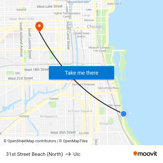 31st Street Beach (North) to Uic map