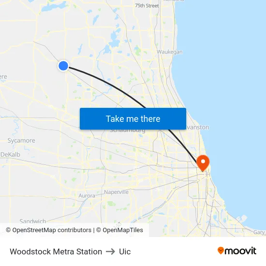 Woodstock Metra Station to Uic map