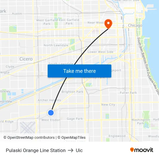 Pulaski Orange Line Station to Uic map