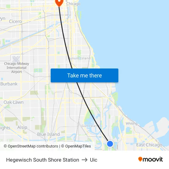 Hegewisch South Shore Station to Uic map