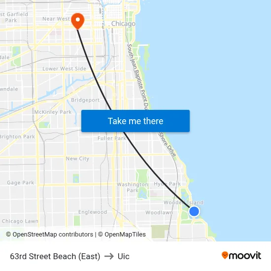 63rd Street Beach (East) to Uic map