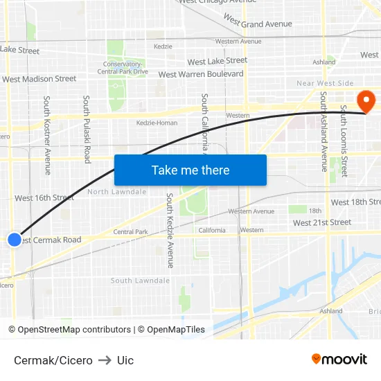 Cermak/Cicero to Uic map