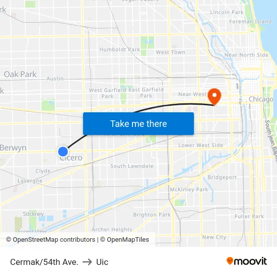 Cermak/54th Ave. to Uic map