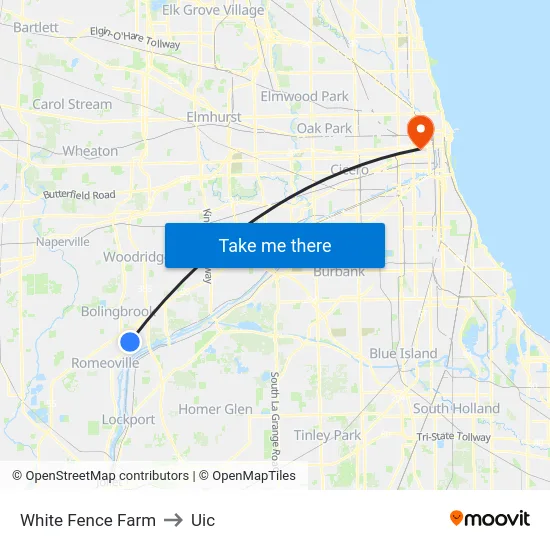White Fence Farm to Uic map