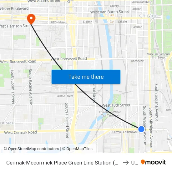 Cermak-Mccormick Place Green Line Station (West) to Uic map