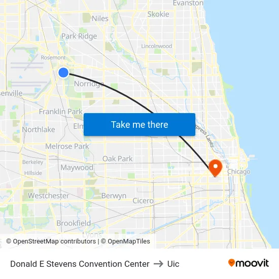 Donald E Stevens Convention Center to Uic map