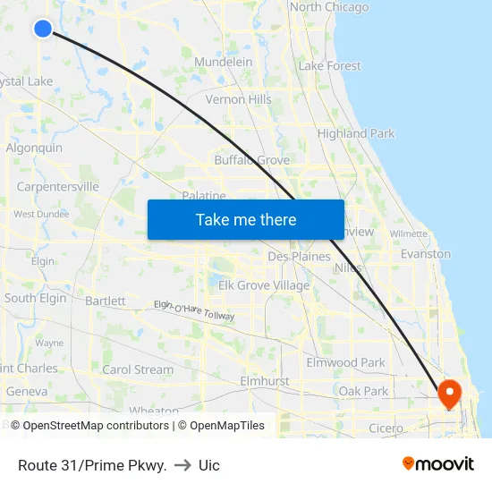 Route 31/Prime Pkwy. to Uic map