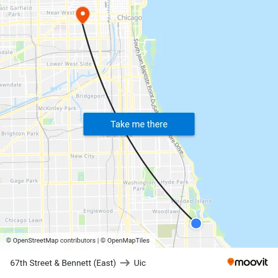 67th Street & Bennett (East) to Uic map