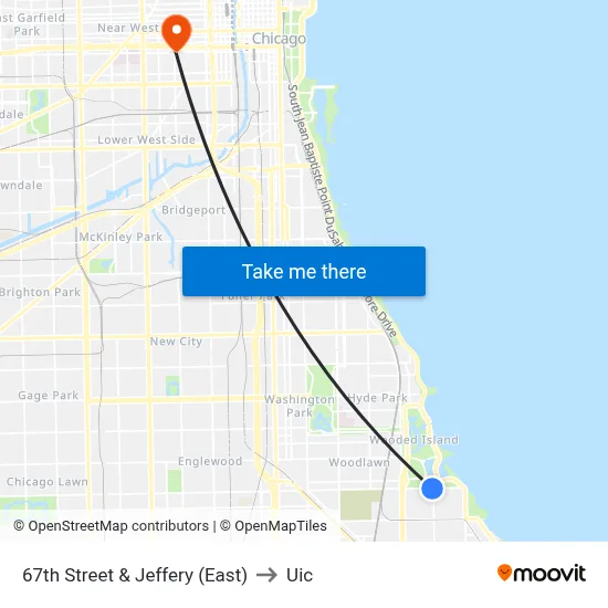 67th Street & Jeffery (East) to Uic map