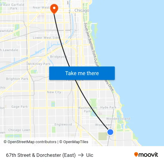 67th Street & Dorchester (East) to Uic map
