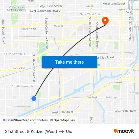 31st Street & Kedzie (West) to Uic map