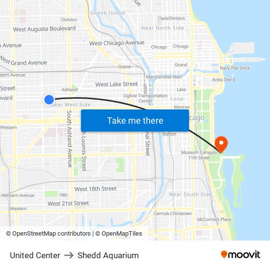 United Center to Shedd Aquarium map