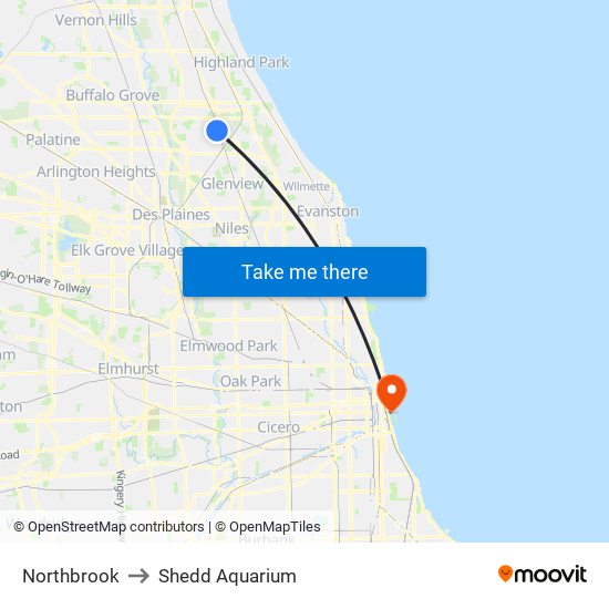 Northbrook to Shedd Aquarium map