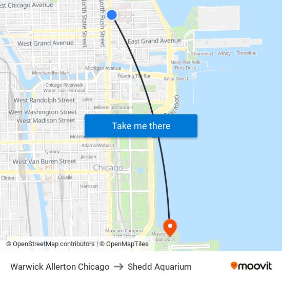 Warwick Allerton Chicago to Shedd Aquarium map