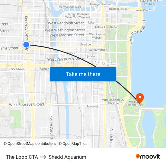 The Loop CTA to Shedd Aquarium map
