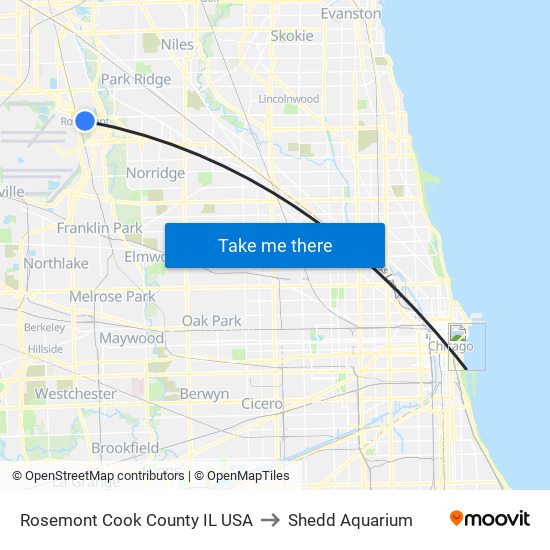 Rosemont Cook County IL USA to Shedd Aquarium map