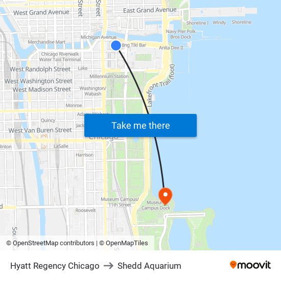 Hyatt Regency Chicago to Shedd Aquarium map