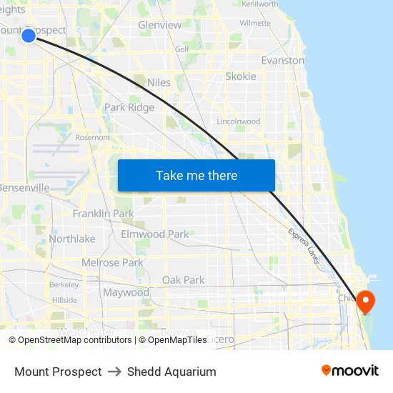 Mount Prospect to Shedd Aquarium map