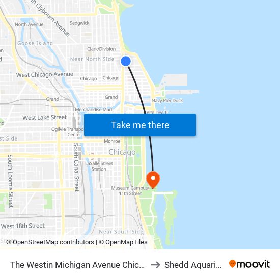 The Westin Michigan Avenue Chicago to Shedd Aquarium map