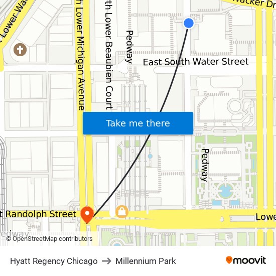 Hyatt Regency Chicago to Millennium Park map