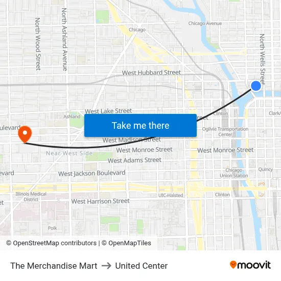 The Merchandise Mart to United Center map