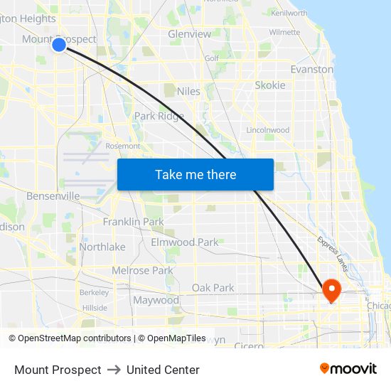 Mount Prospect to United Center map