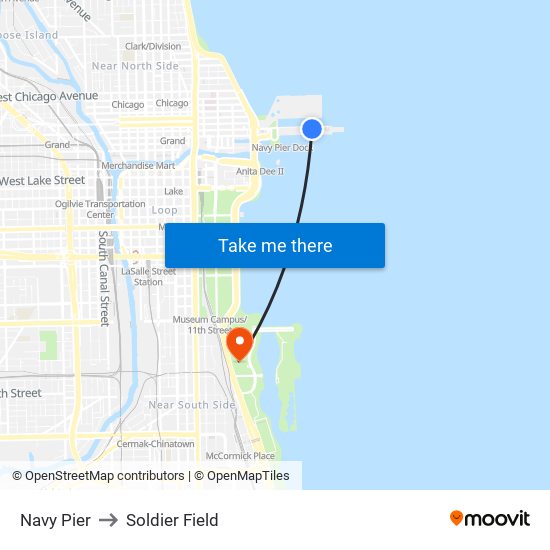 Navy Pier to Soldier Field map