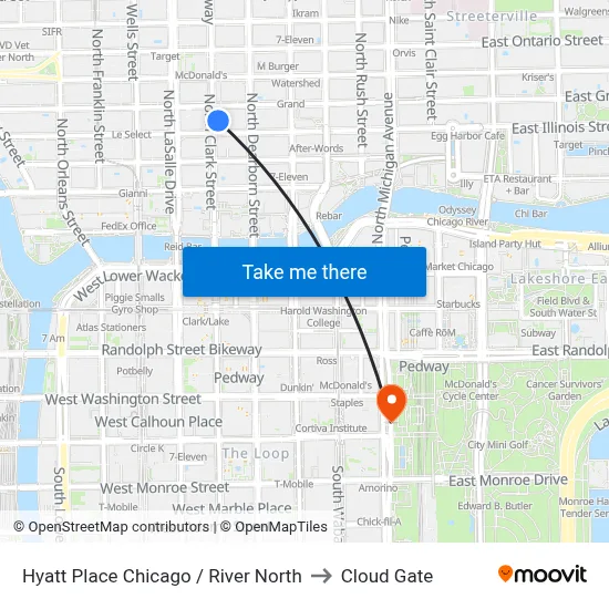 Hyatt Place Chicago / River North to Cloud Gate map