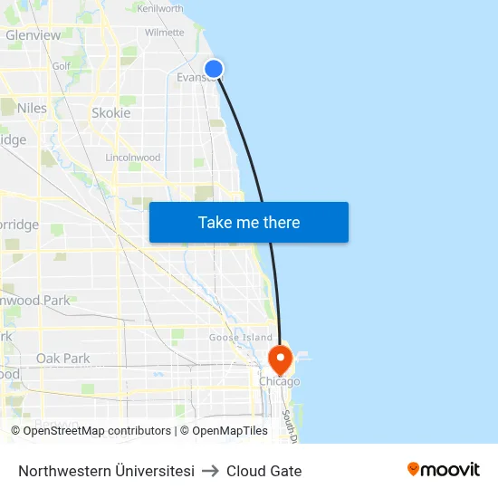 Northwestern Üniversitesi to Cloud Gate map