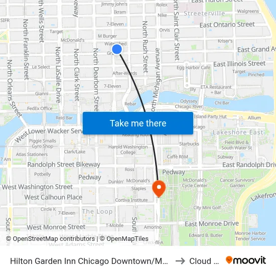 Hilton Garden Inn Chicago Downtown/Magnificent Mile to Cloud Gate map
