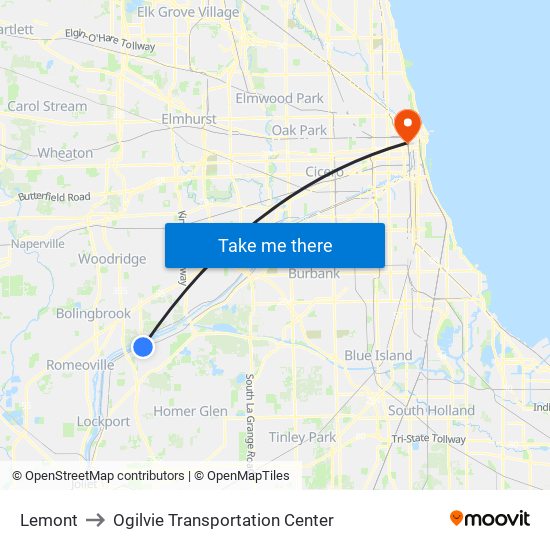 Lemont to Ogilvie Transportation Center map