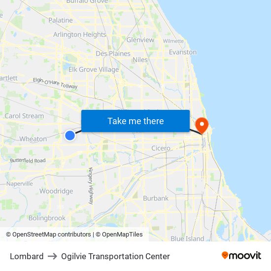 Lombard to Ogilvie Transportation Center map