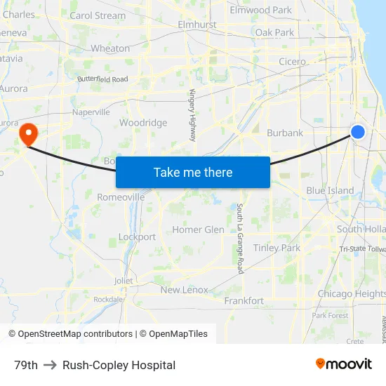 79th to Rush-Copley Hospital map