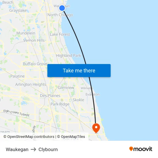 Waukegan to Clybourn map