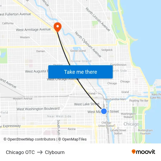 Chicago OTC to Clybourn map