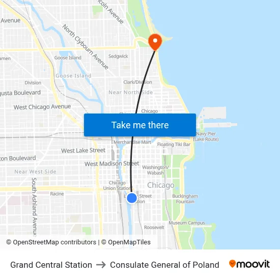 Grand Central Station to Consulate General of Poland map